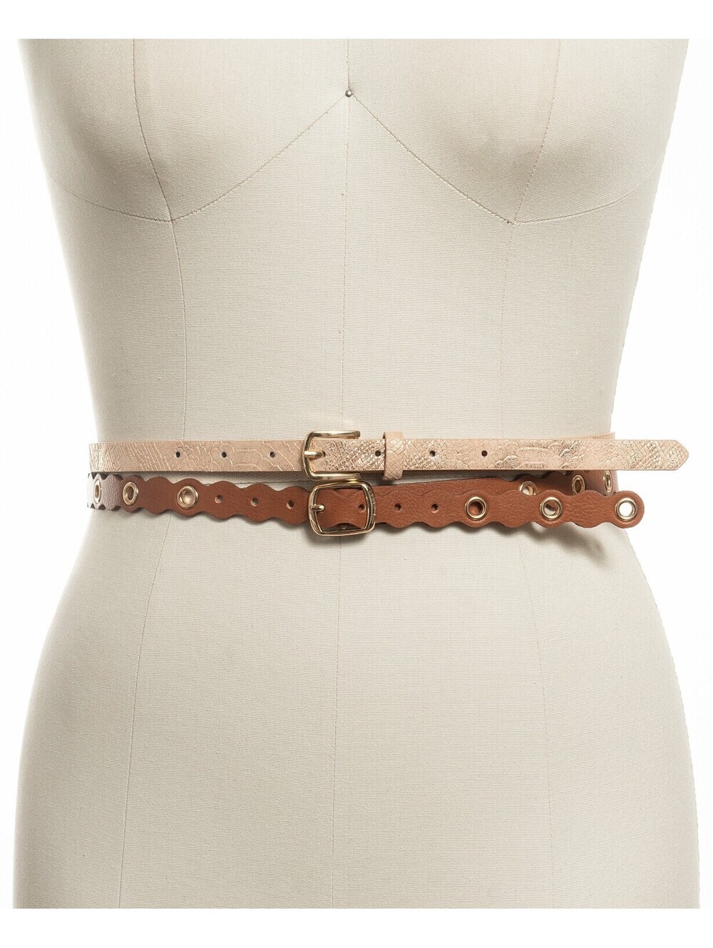 INC Womens Snake And Grommet Faux Leather Belt 2 Pack Size XL